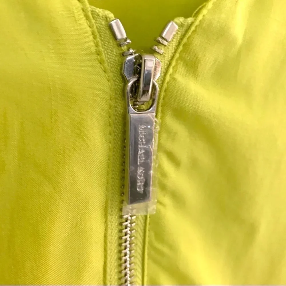 NWT MICHEAL KORS LIME GREEN ZIP FRONT TUNIC TOP